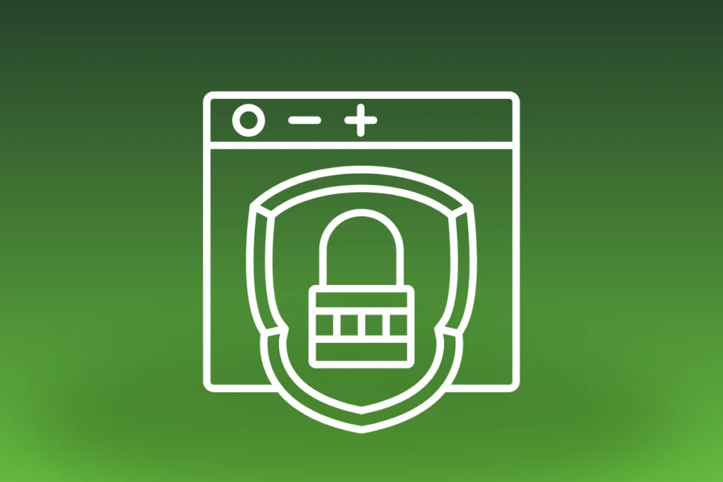 Ilustração de segurança digital com cadeado e navegador, simbolizando site seguro. Conheça a Verticis