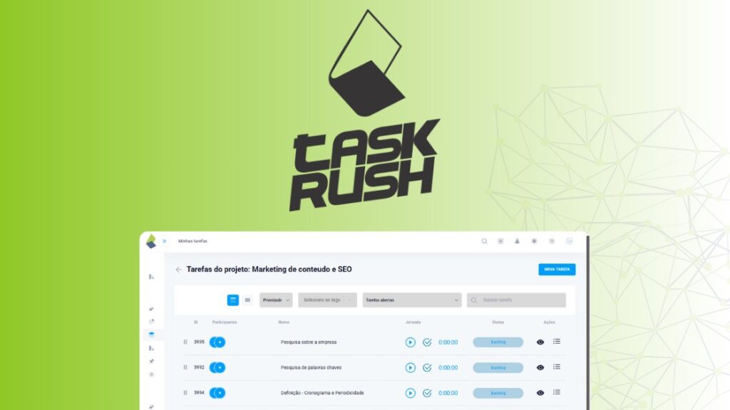tela do task rush com o logo acompanhando