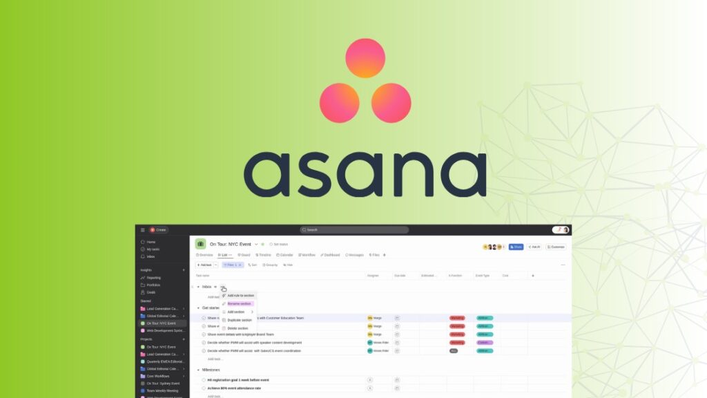 ferramenta gestão de tarefas: asana
