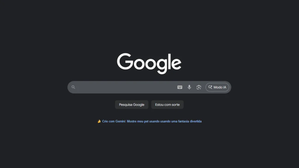 página principal da busca do google